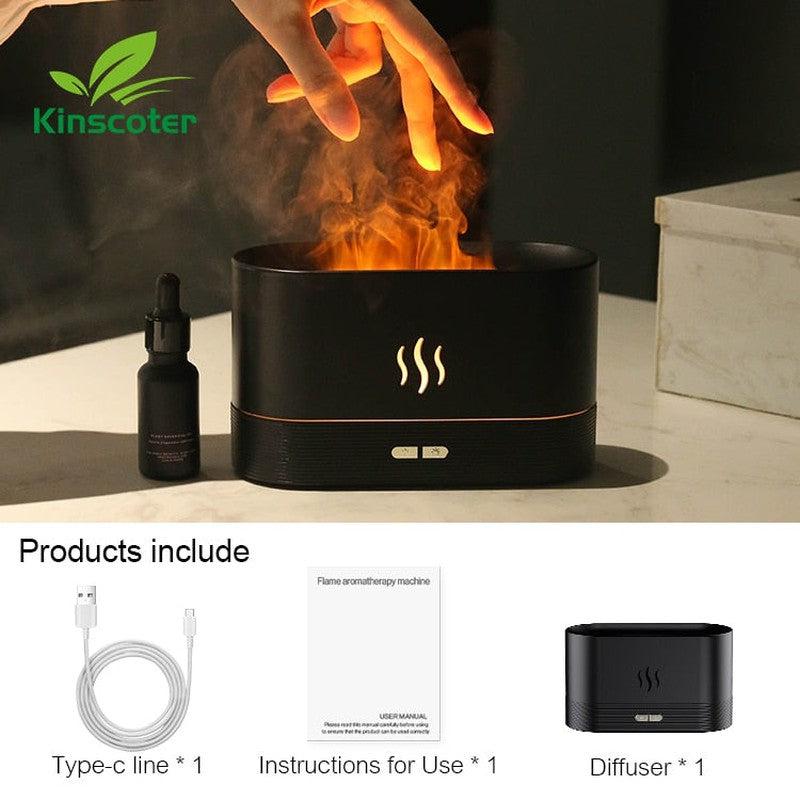 Ultrasonic Aroma Diffuser | Cool Mist Maker with LED Flame Lamp & Essential Oil Infusion